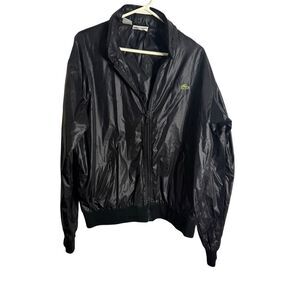 Vintage Lacoste Black Alligator Windbreaker Jacket With Packable Hood Size Large